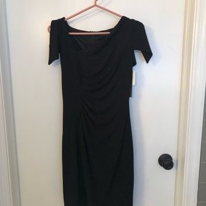 David Meister flutter sleeve asymmetrical  dress